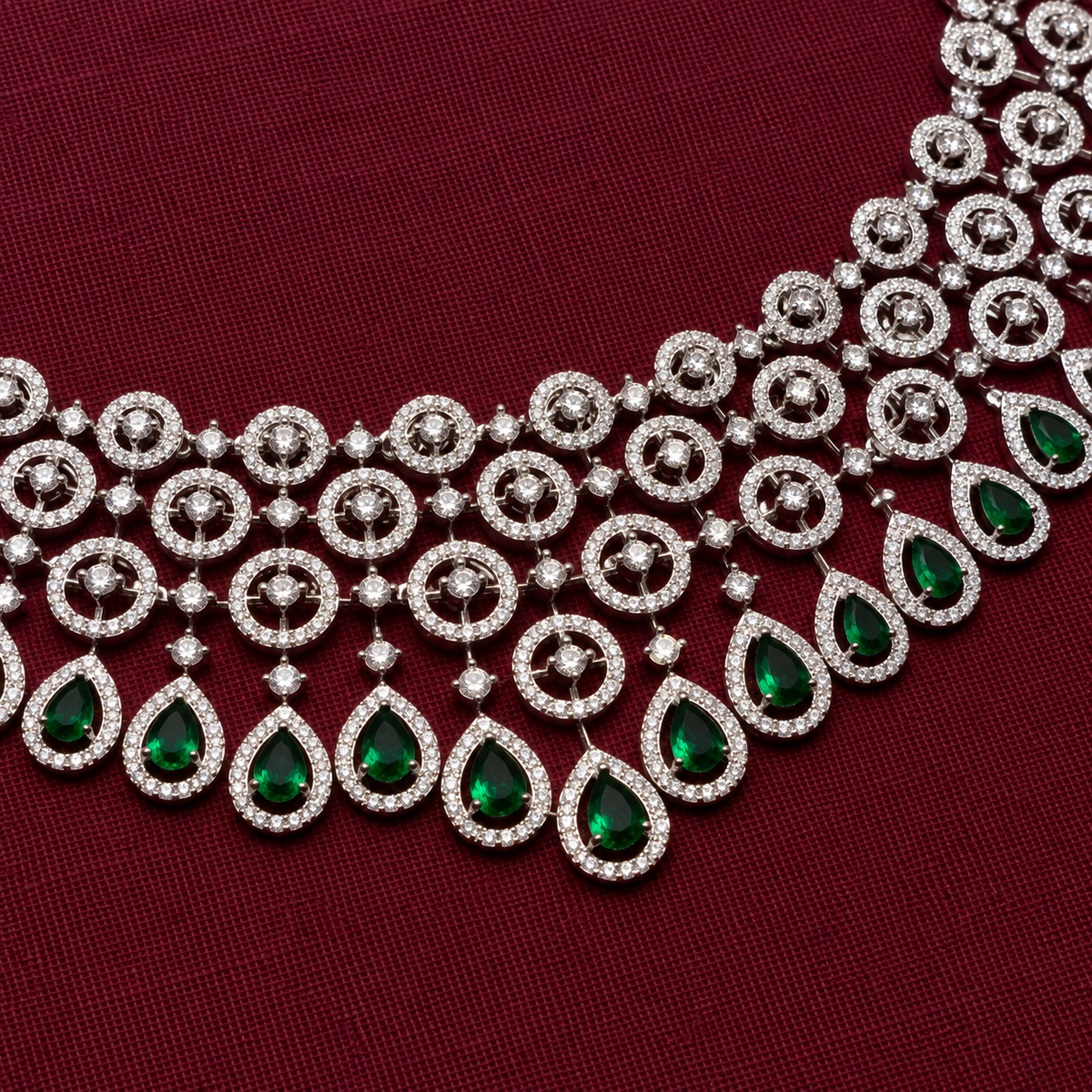 Emerald Green CZ Statement Necklace Set