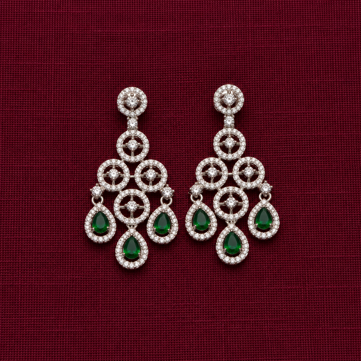 Emerald Green CZ Statement Necklace Set