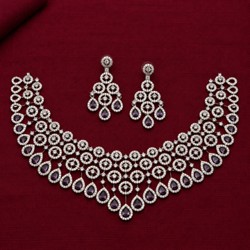 Purple CZ Statement Necklace Set