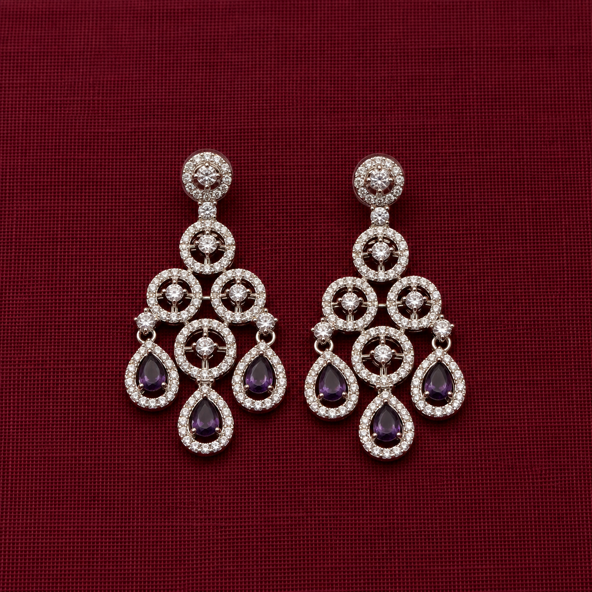 Purple CZ Statement Necklace Set