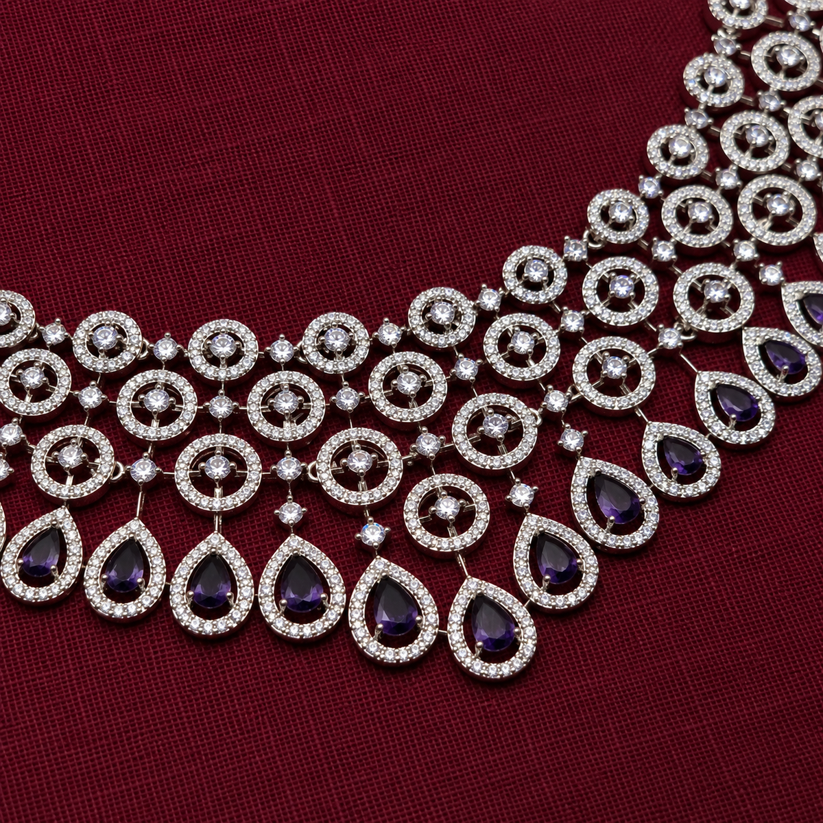 Purple CZ Statement Necklace Set