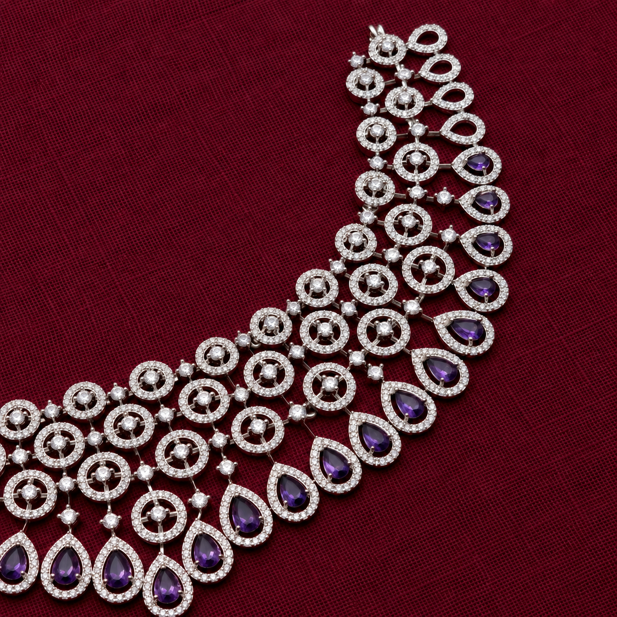 Purple CZ Statement Necklace Set
