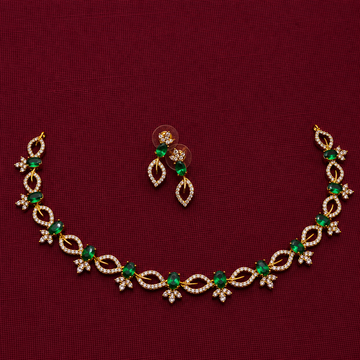 Emerald Green CZ Floral Necklace Set