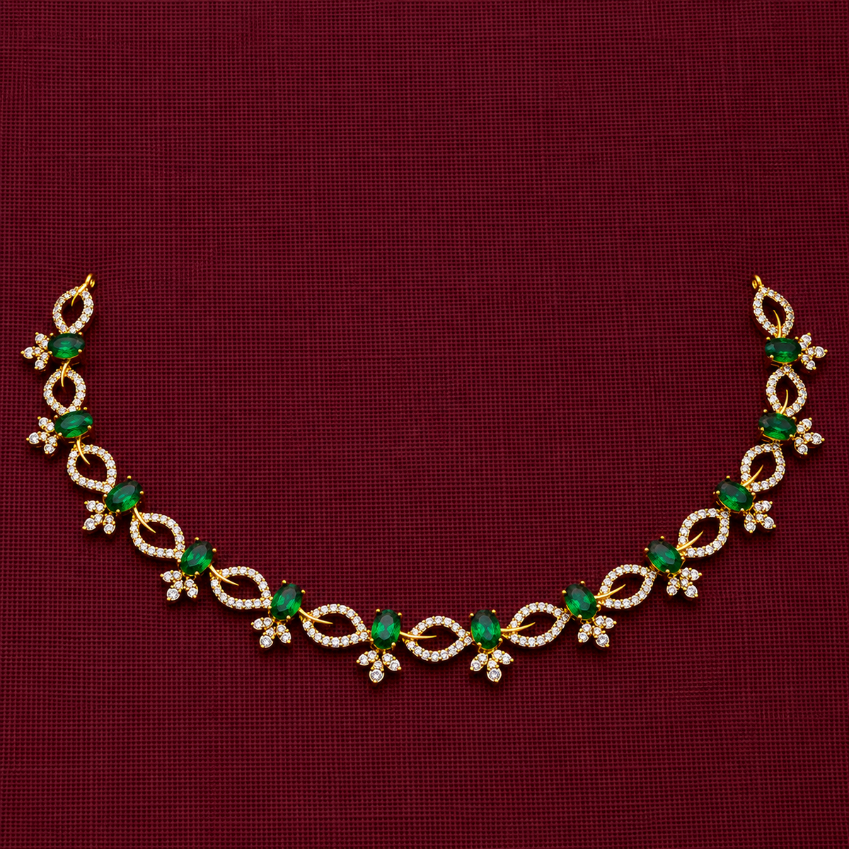 Emerald Green CZ Floral Necklace Set
