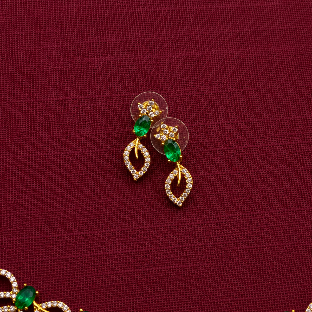 Emerald Green CZ Floral Necklace Set