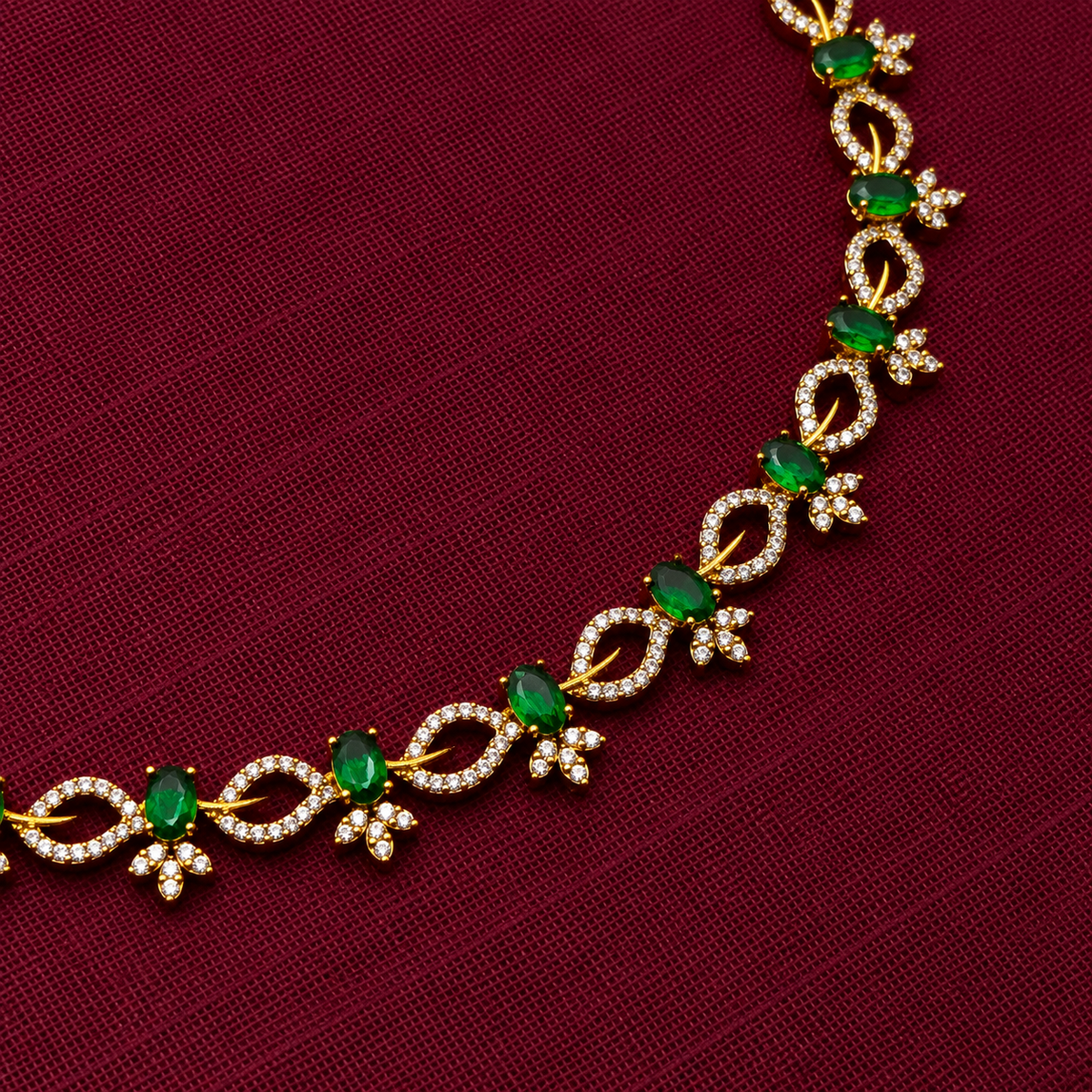 Emerald Green CZ Floral Necklace Set