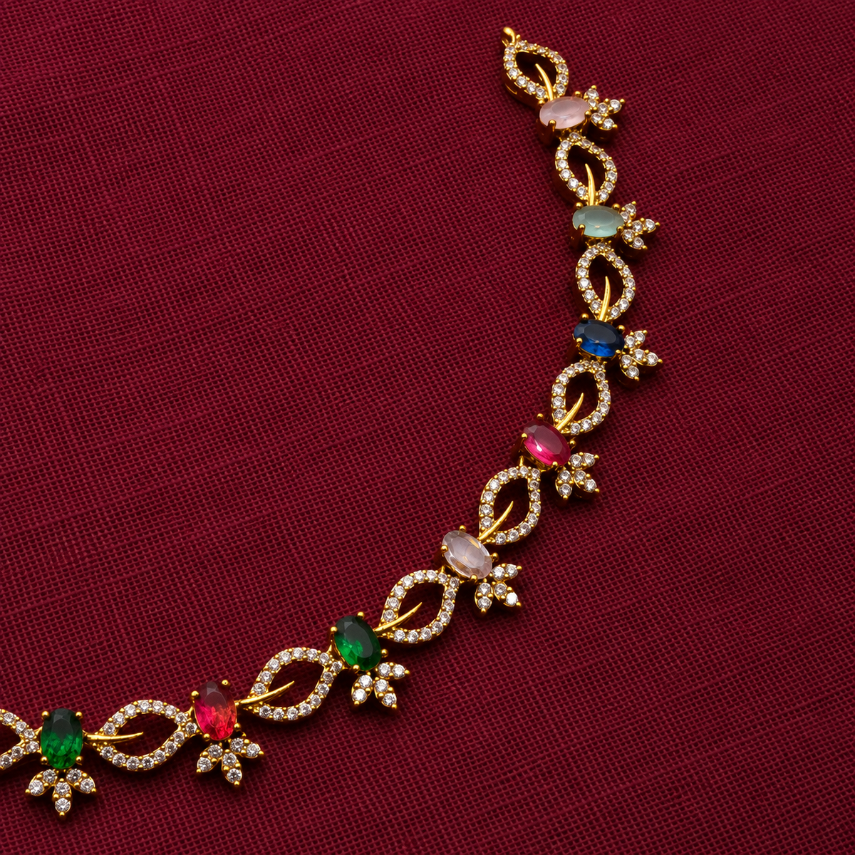 Multicolour Floral CZ Necklace Set