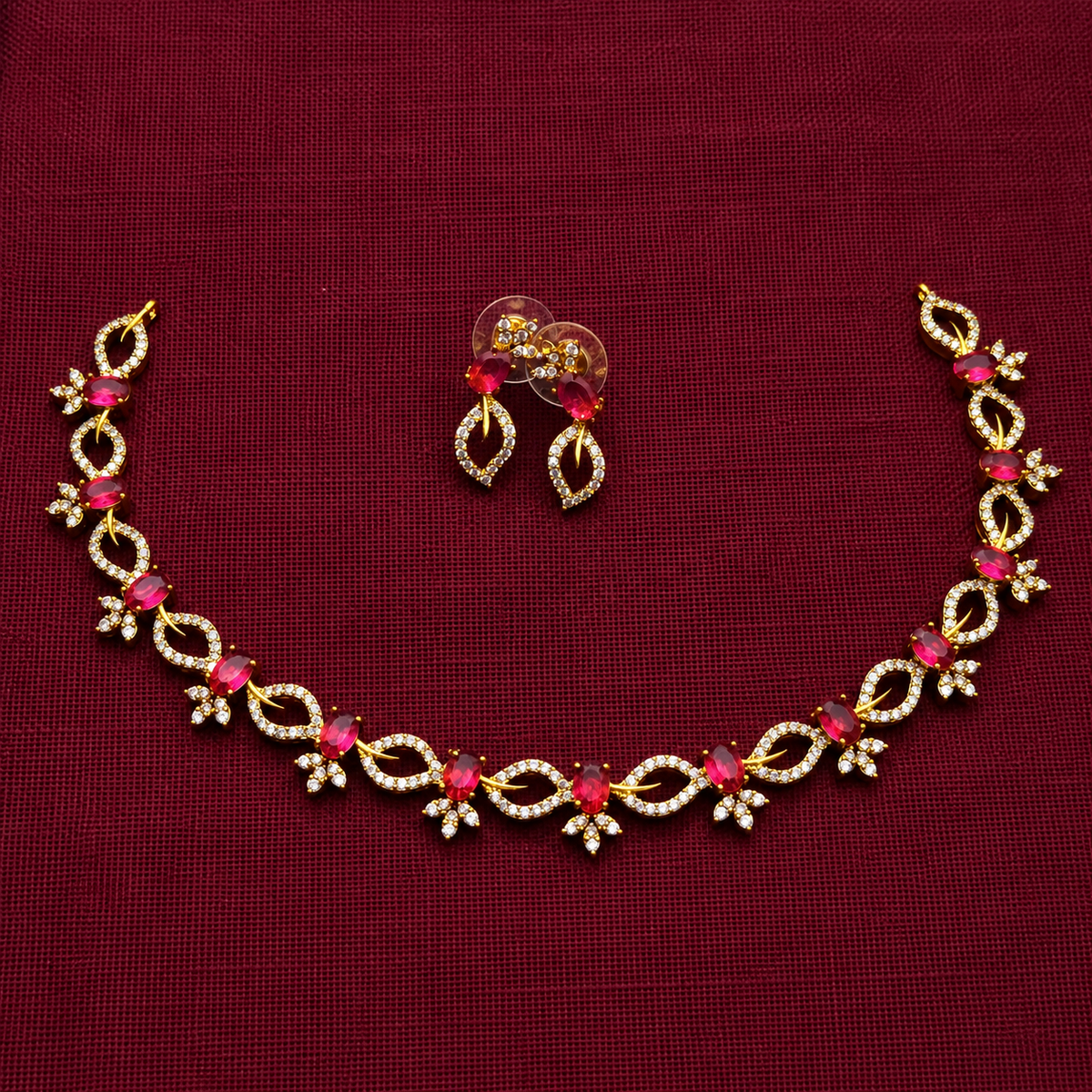 Floral CZ Necklace Set