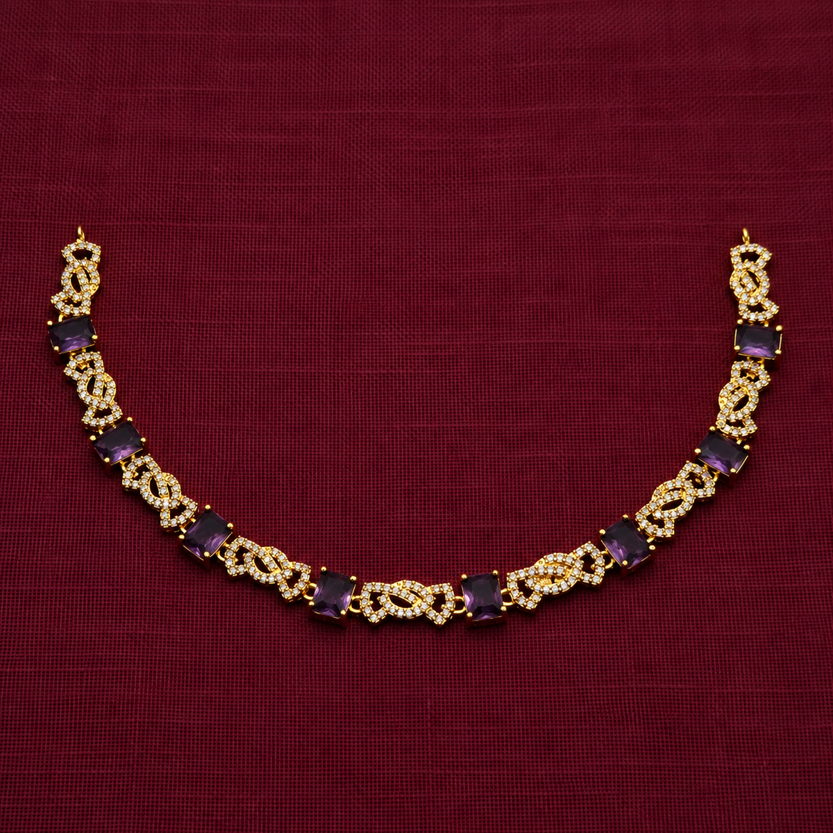 Purple CZ Necklace Set