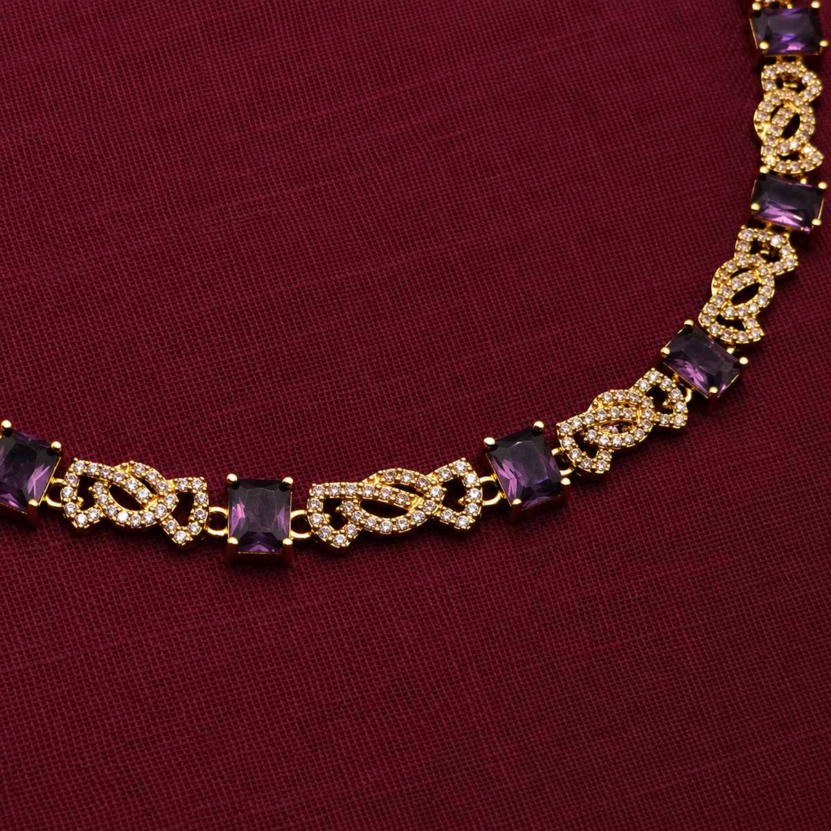 Purple CZ Necklace Set