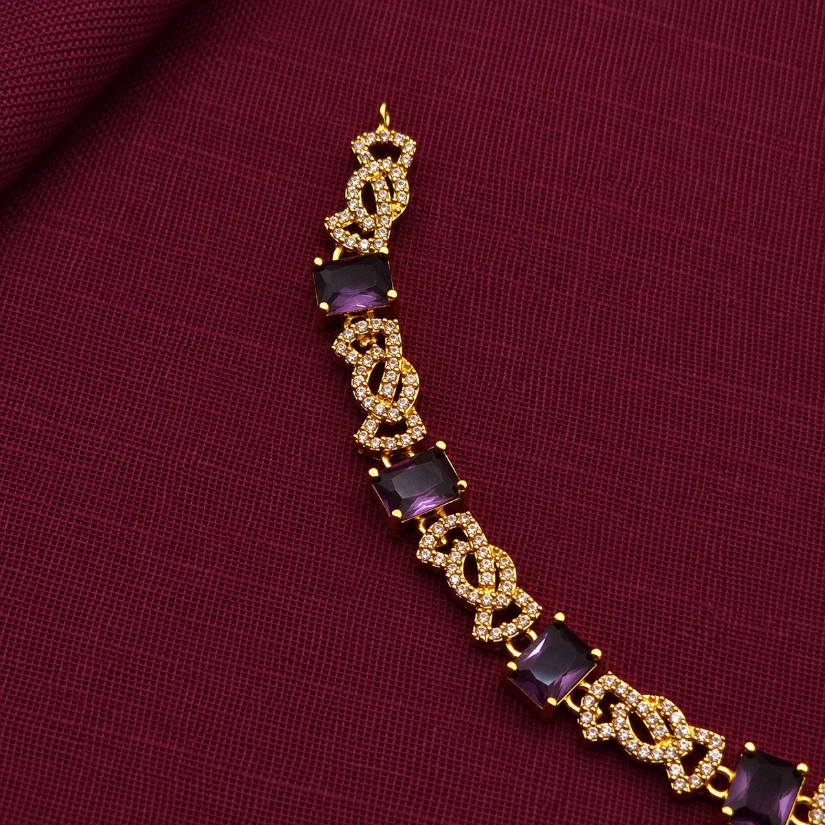 Purple CZ Necklace Set