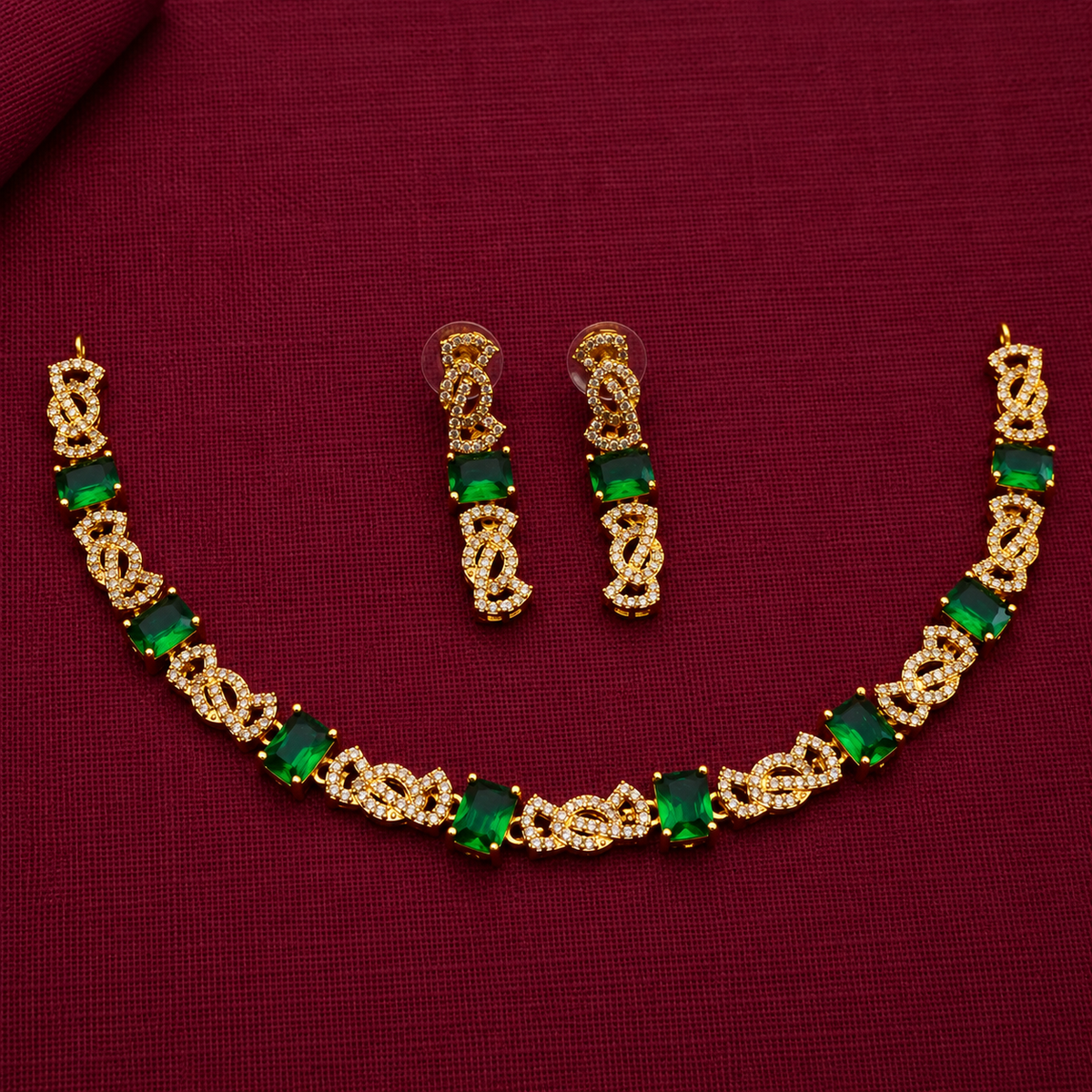 Green CZ Necklace Set
