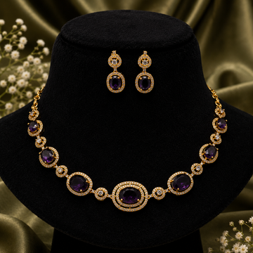 Amethyst CZ Necklace Set