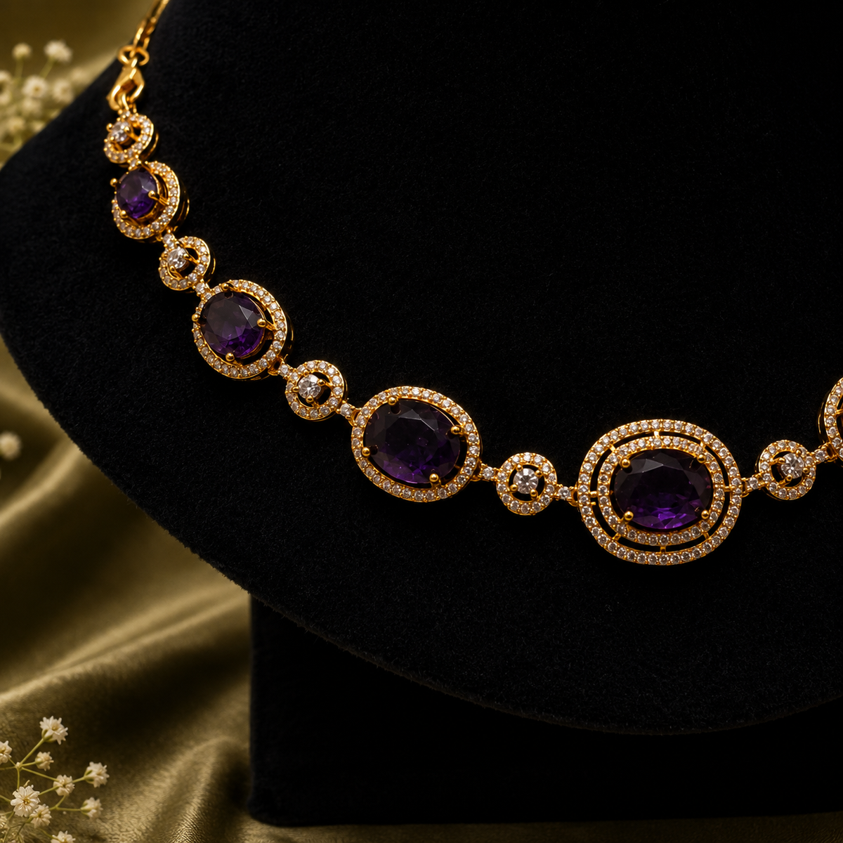Amethyst CZ Necklace Set