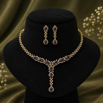 Amethyst Teardrop Necklace Set