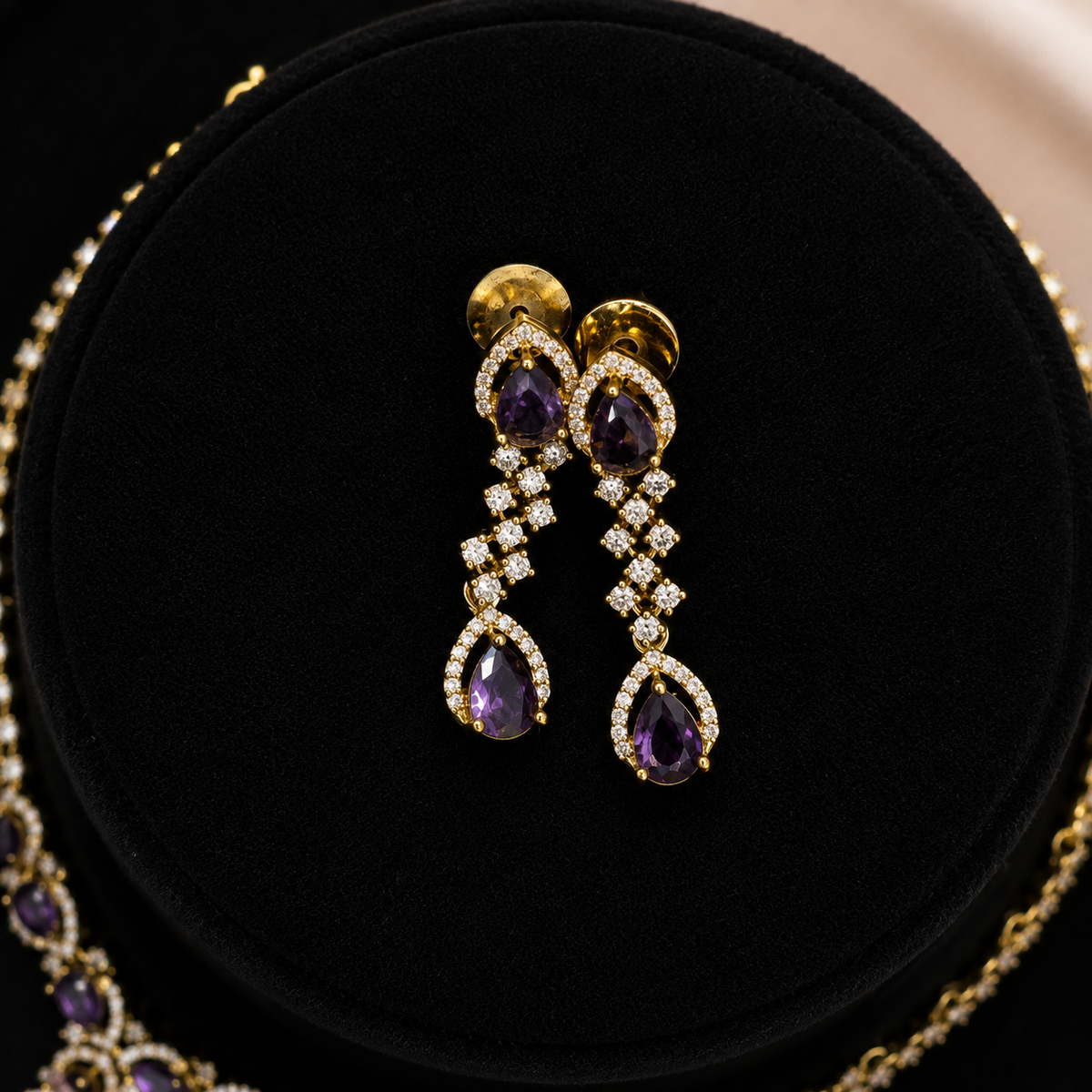 Amethyst Teardrop Necklace Set