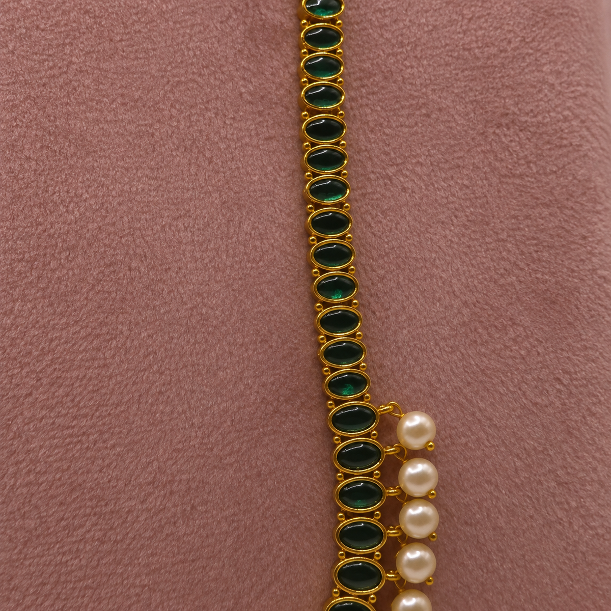 Emerald Pearl Long Necklace Set
