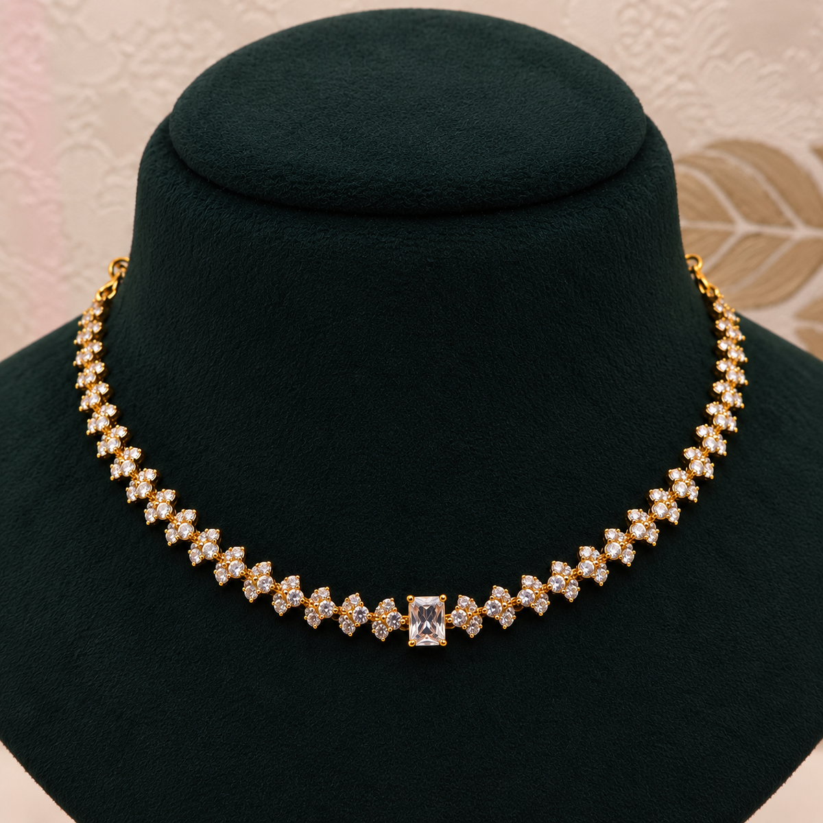 Crystal Floral Tennis Necklace Set