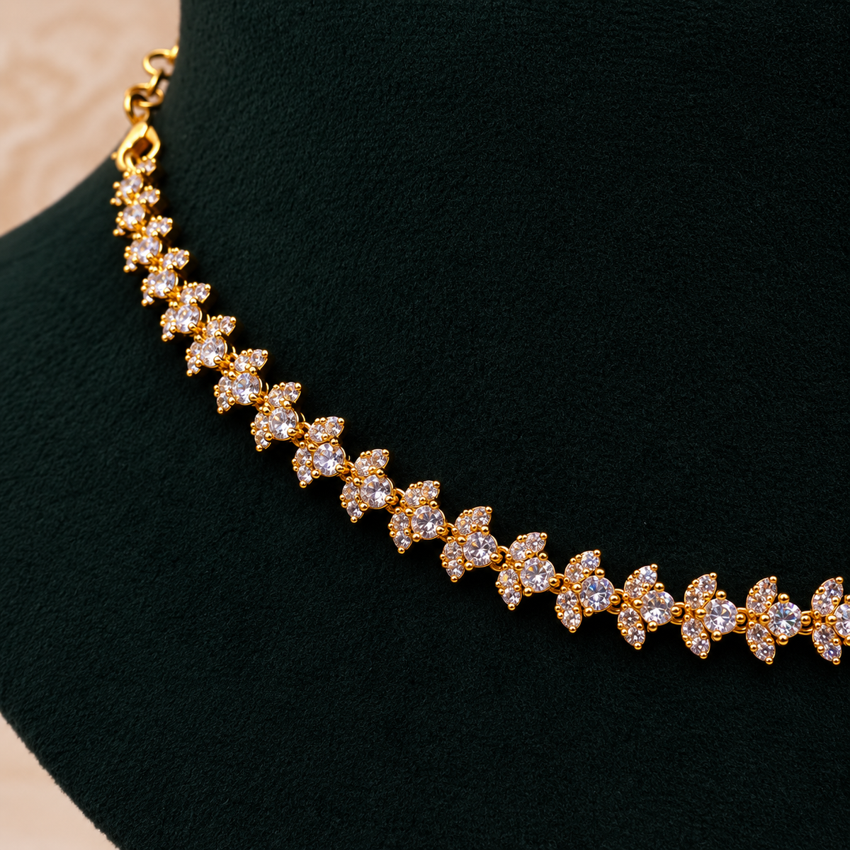 Crystal Floral Tennis Necklace Set