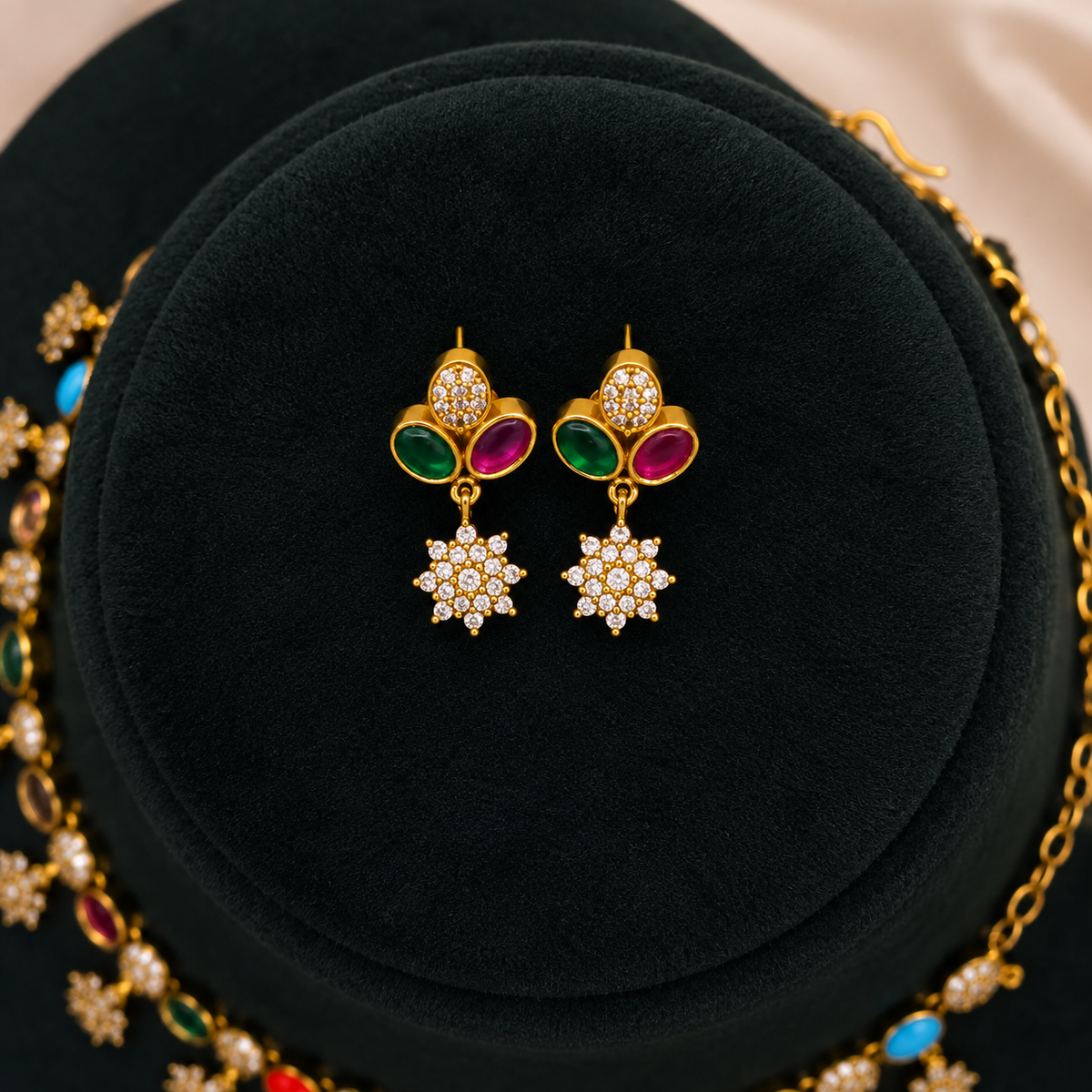 Multicolor Floral Charm Necklace Set