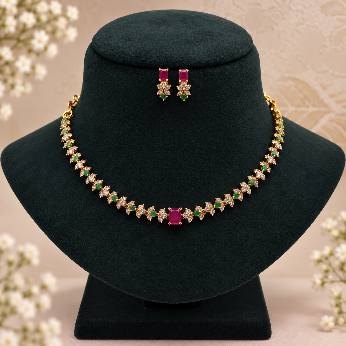Ruby & Emerald Floral Set