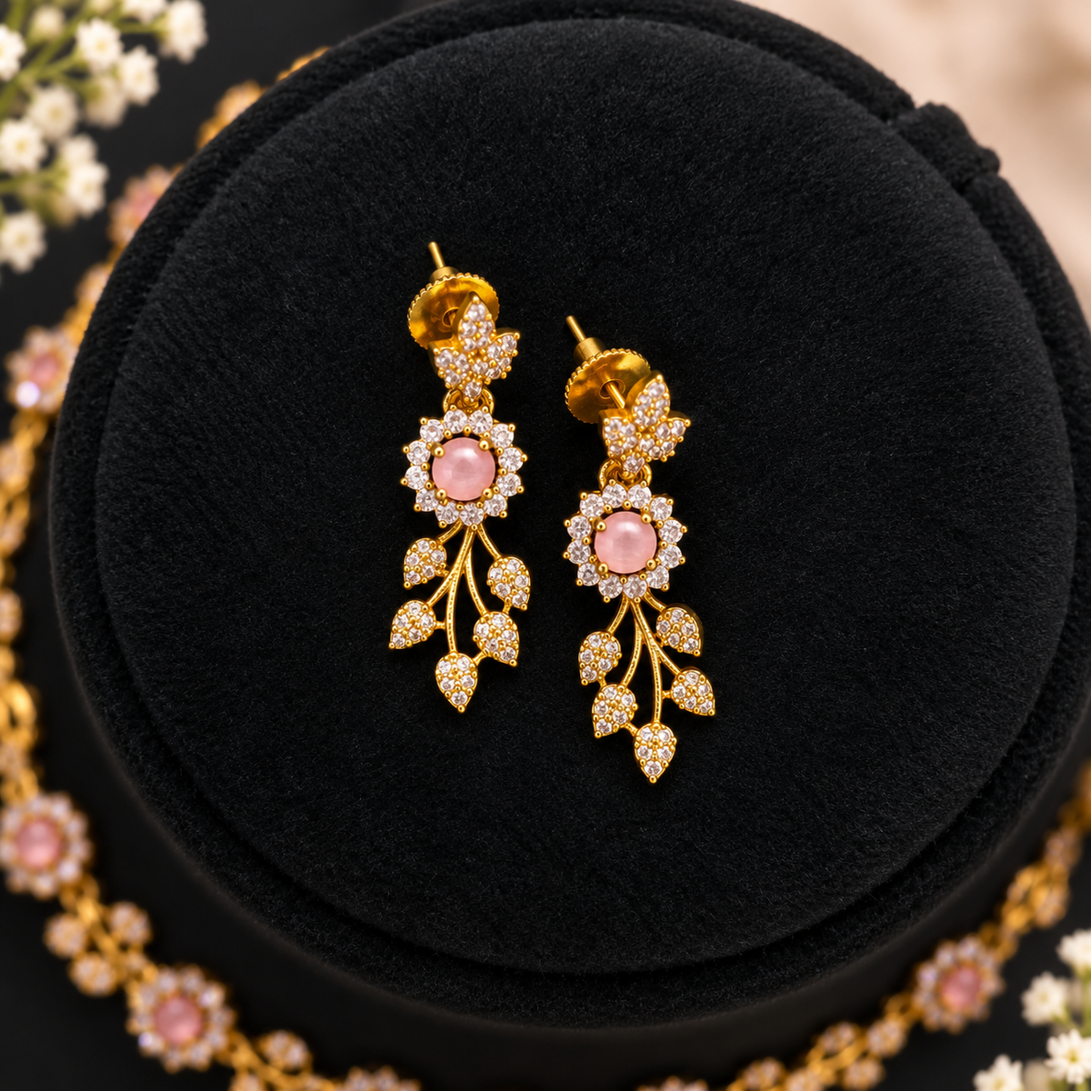 Rose Gold Floral Necklace Set