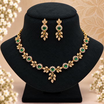 Emerald Floral Necklace Set
