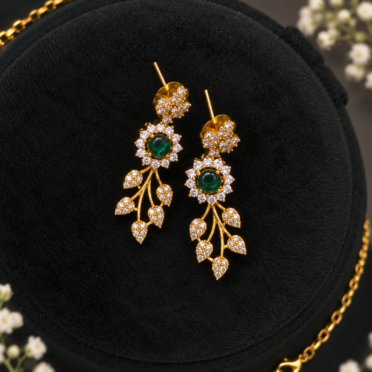 Emerald Floral Necklace Set