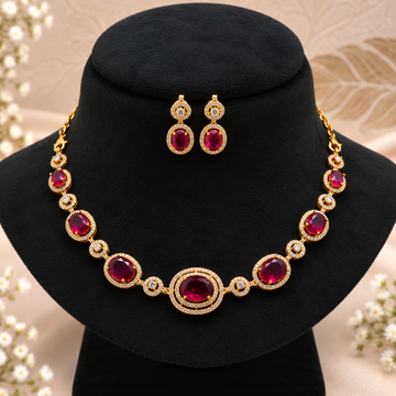 Ruby Crystal Necklace Set