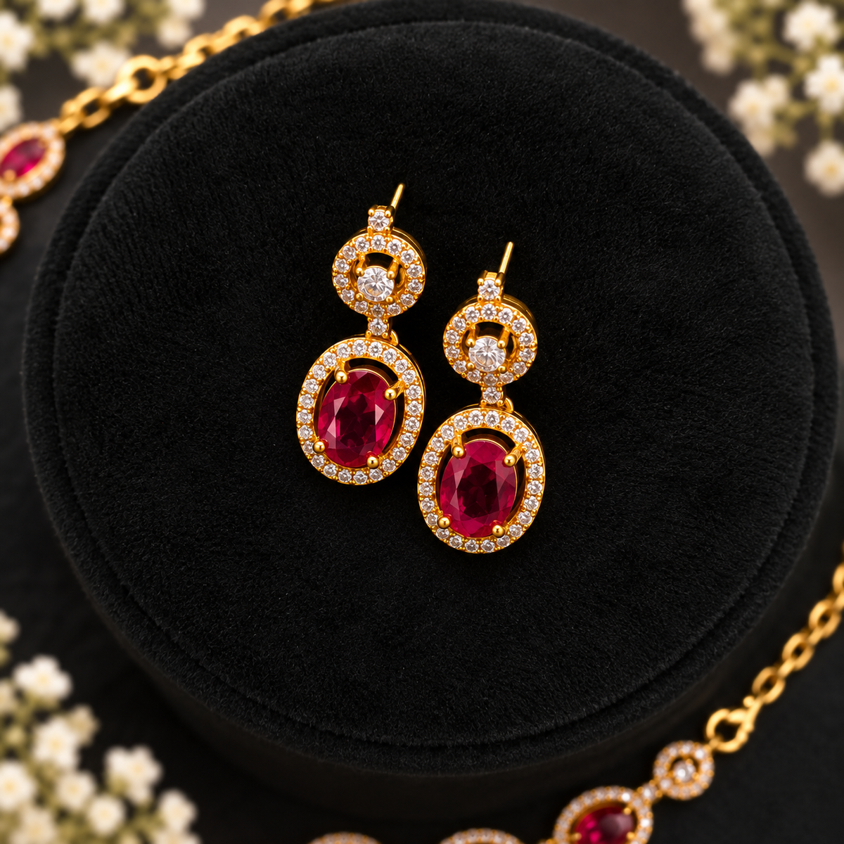 Ruby Crystal Necklace Set