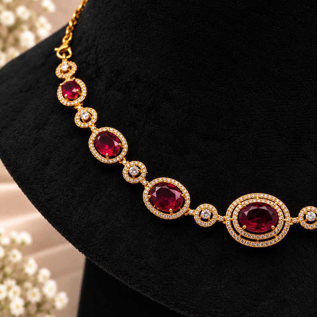 Ruby Crystal Necklace Set