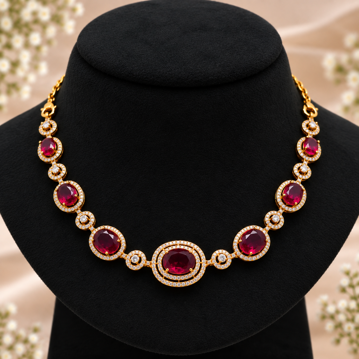 Ruby Crystal Necklace Set
