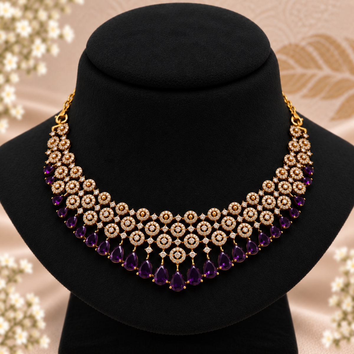 Purple Crystal Bridal Set
