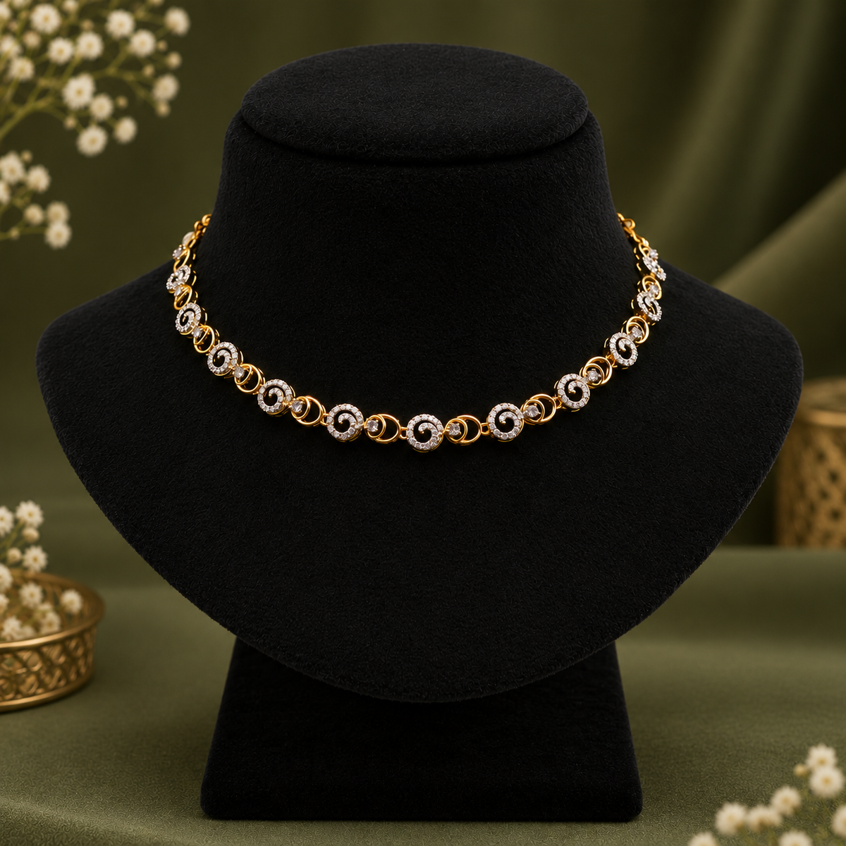 Spiral Diamond Necklace Set