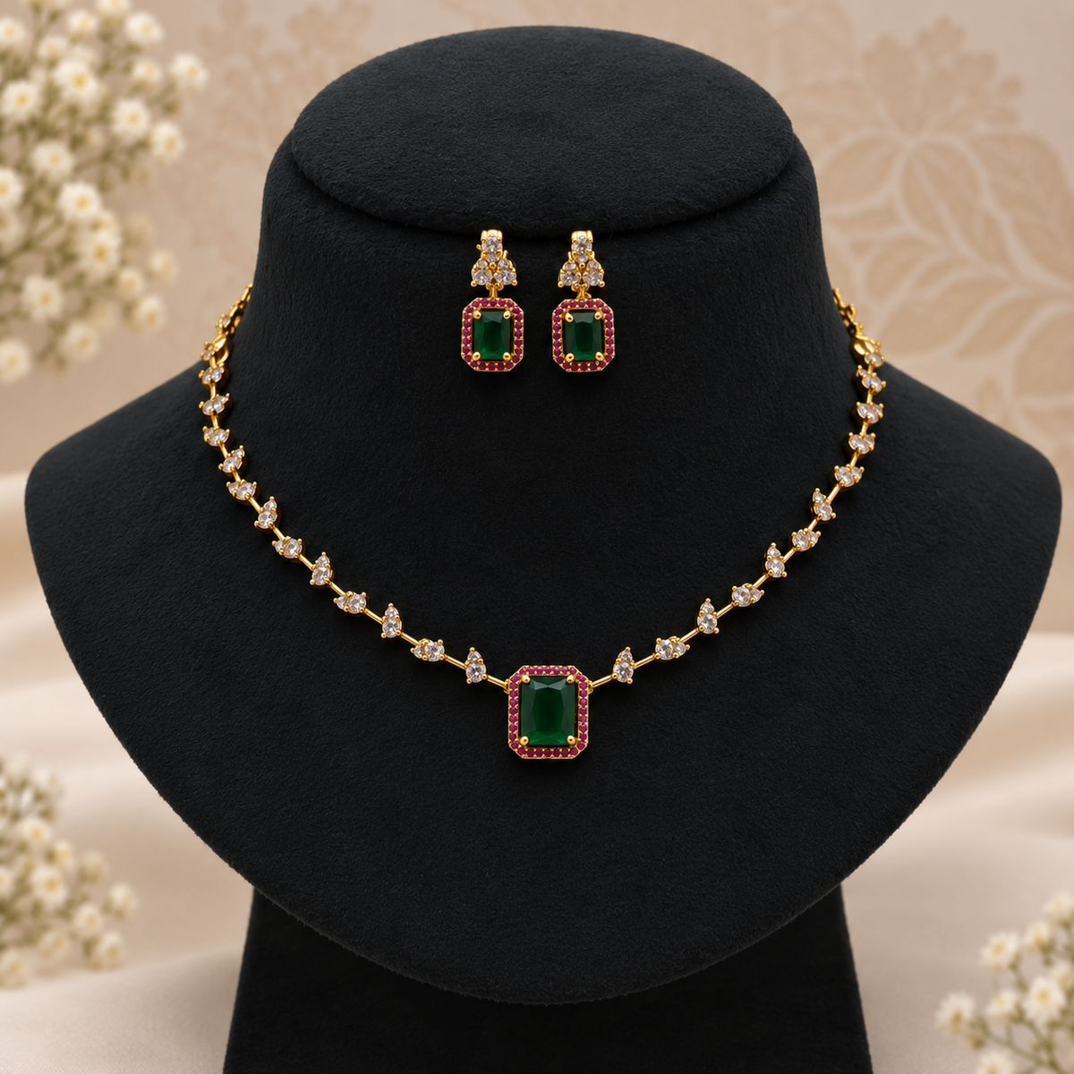 Emerald Ruby Solitaire Set