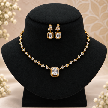 Crystal Solitaire Necklace Set