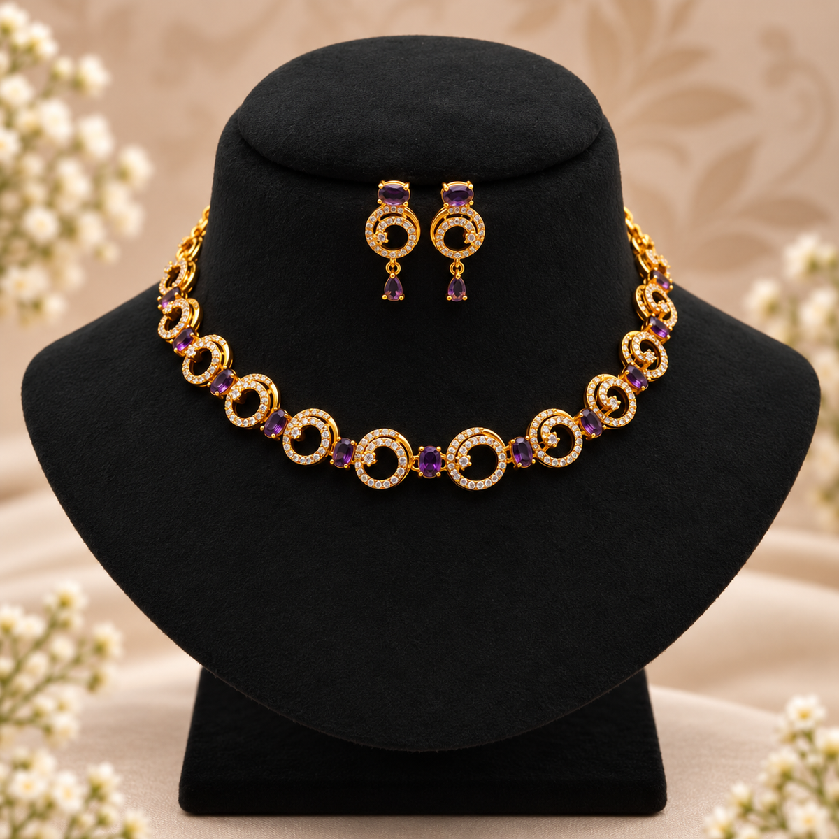 Purple Spiral Elegance Necklace Set