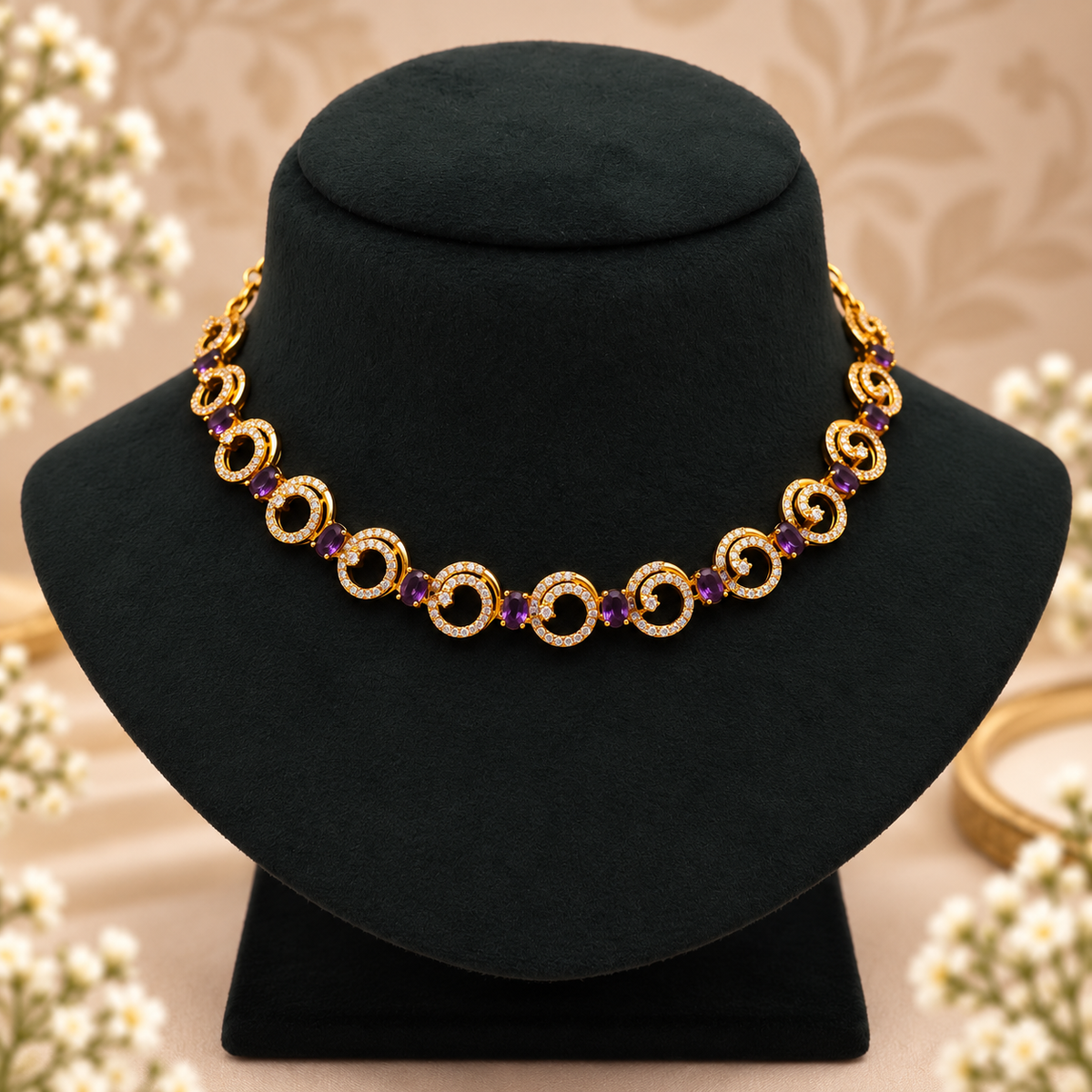 Purple Spiral Elegance Necklace Set
