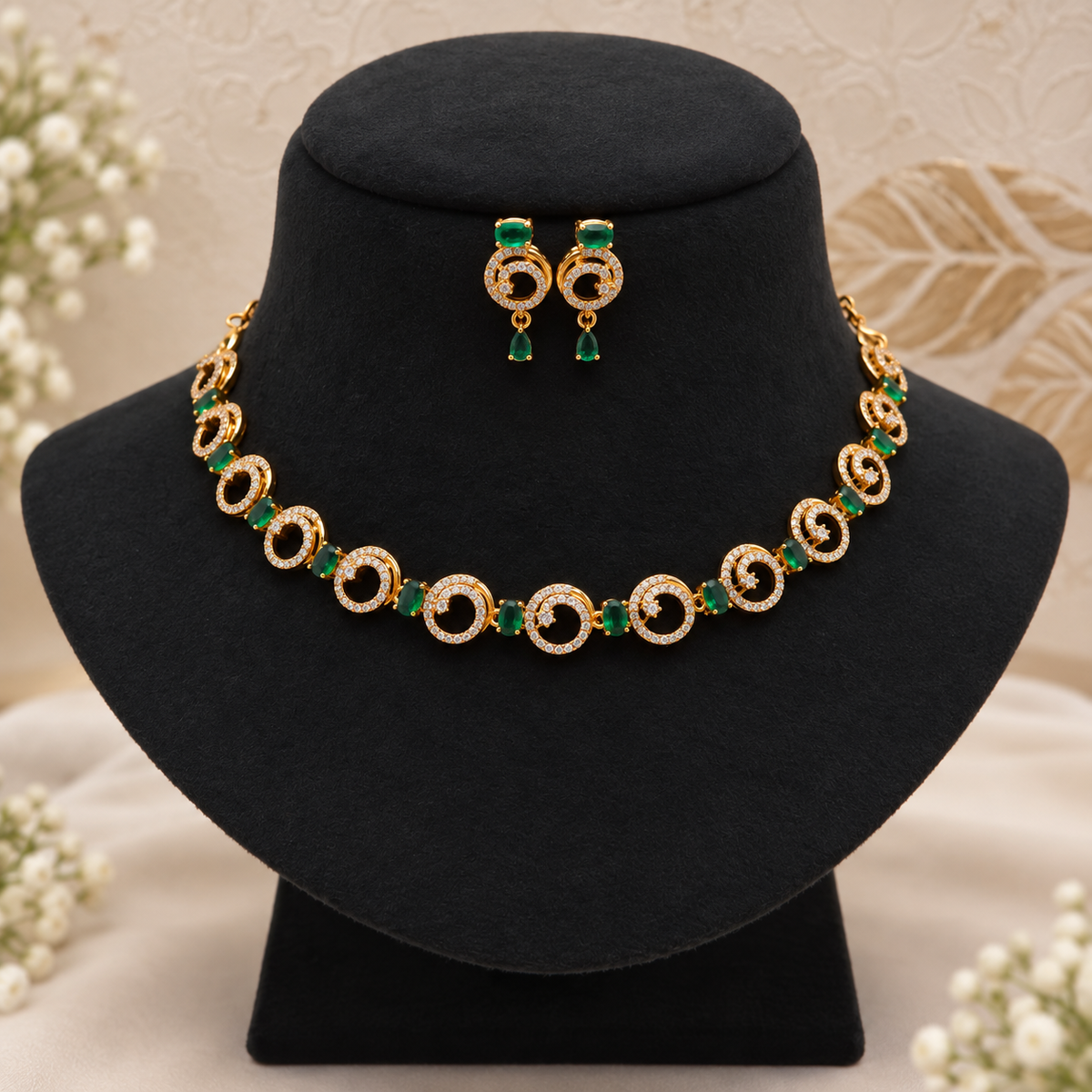 Green Spiral Elegance Necklace Set