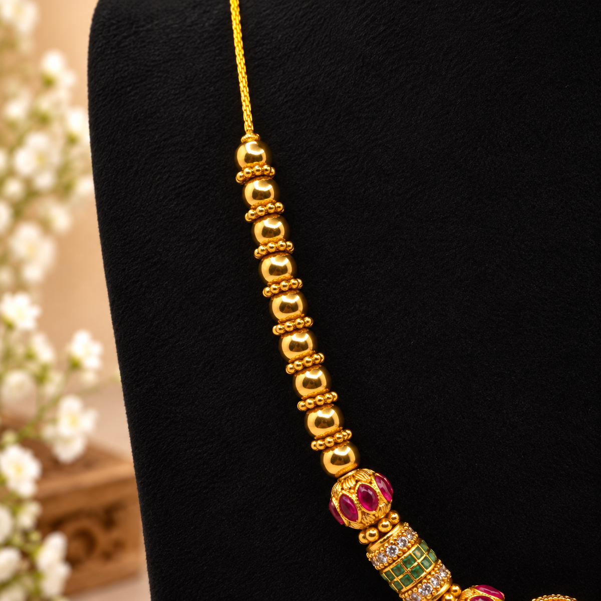Ruby Gold Bead Necklace