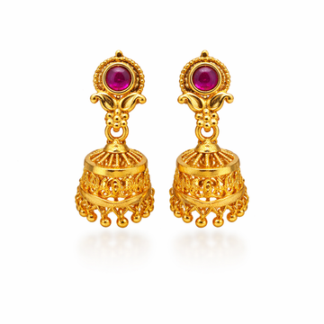 Baby Royal Ruby Jhumka Earrings for kids/girls