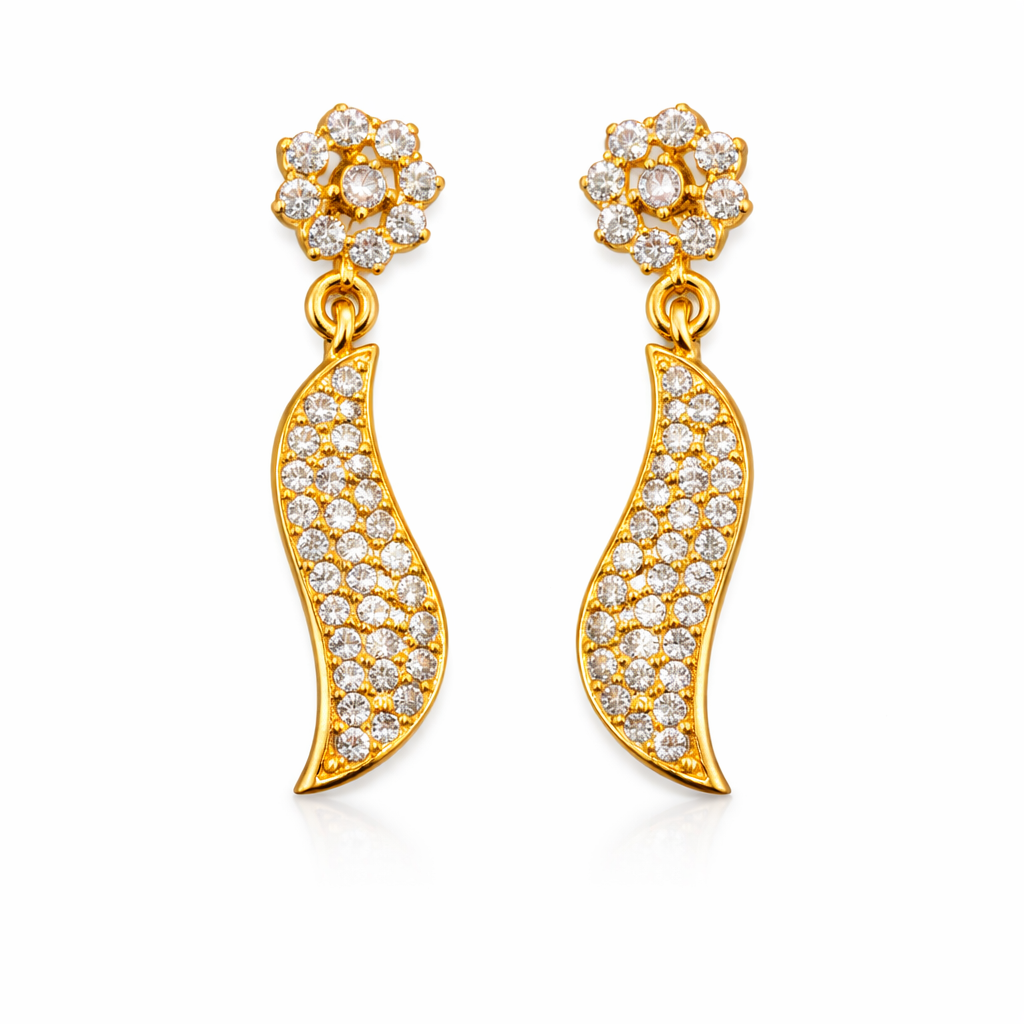 Crystal Leaf Drop AD Earrings
