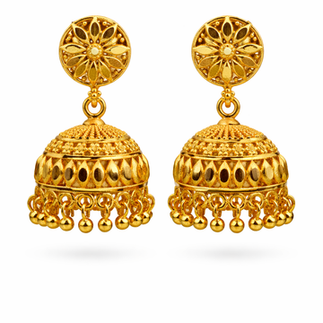 Grand Lotus Micro Gold Plated Jhumka ( Medium )
