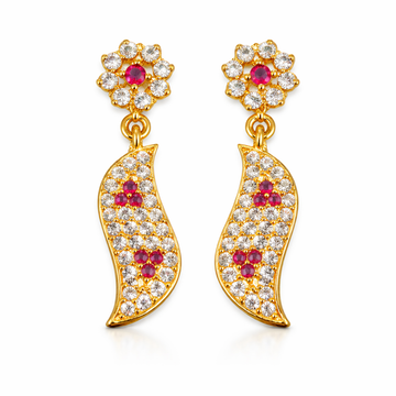 Ruby Leaf Drop AD Earrings