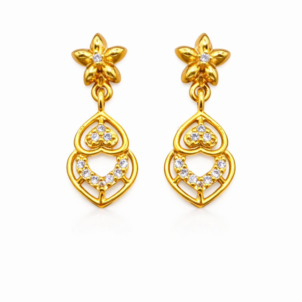 Floral Heart Drop Earrings