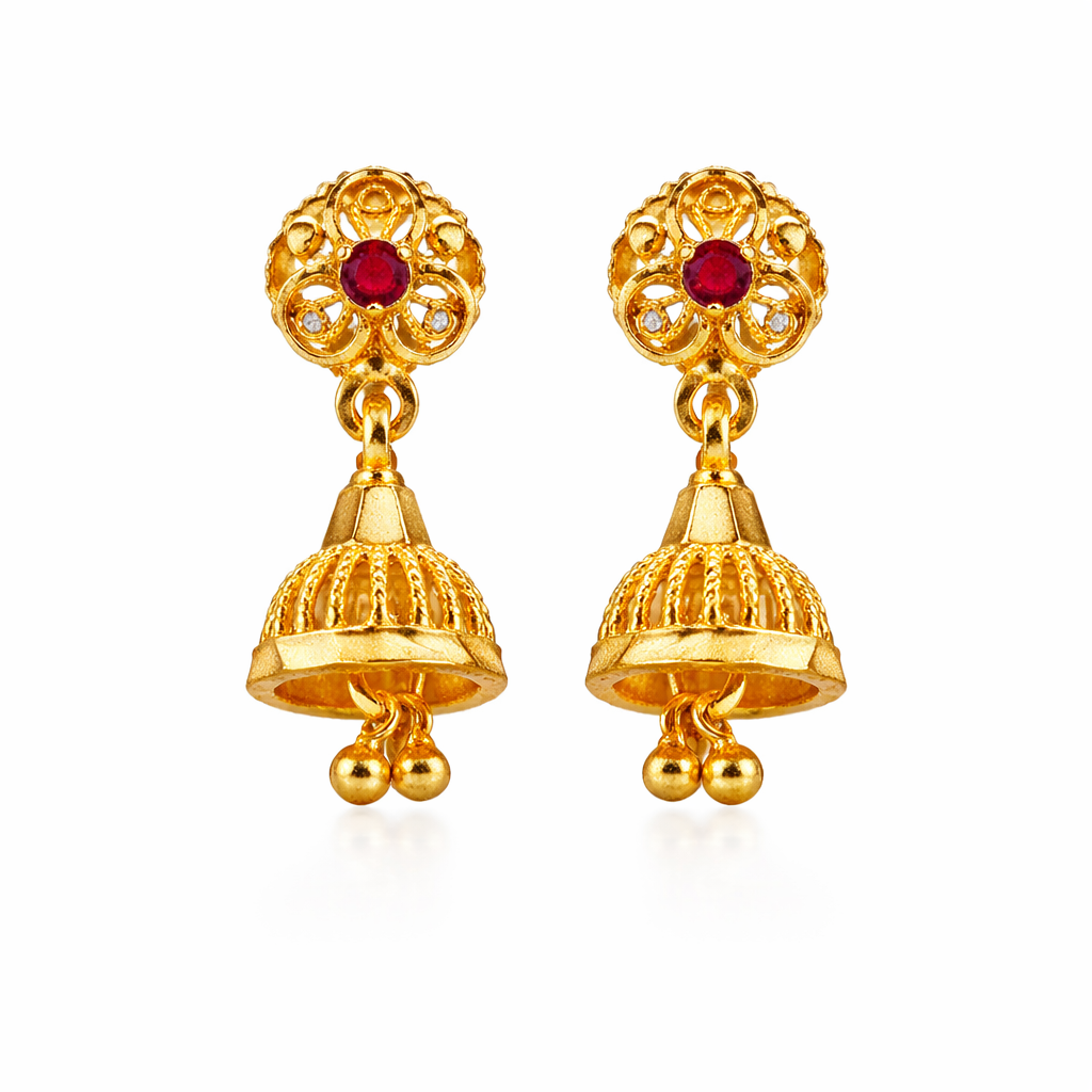 Baby Ruby Floral Jhumka for Kids/Girls