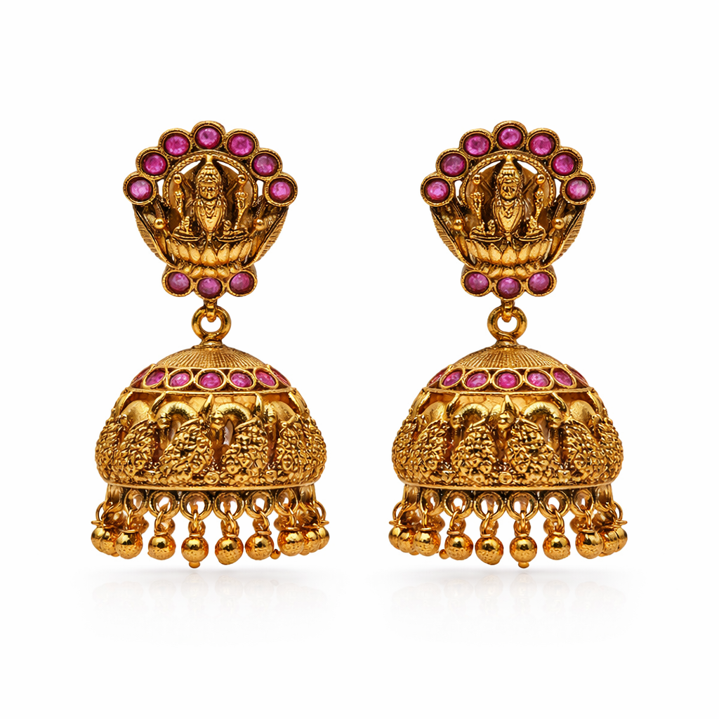 Lakshmi Temple Jhumka Earrings