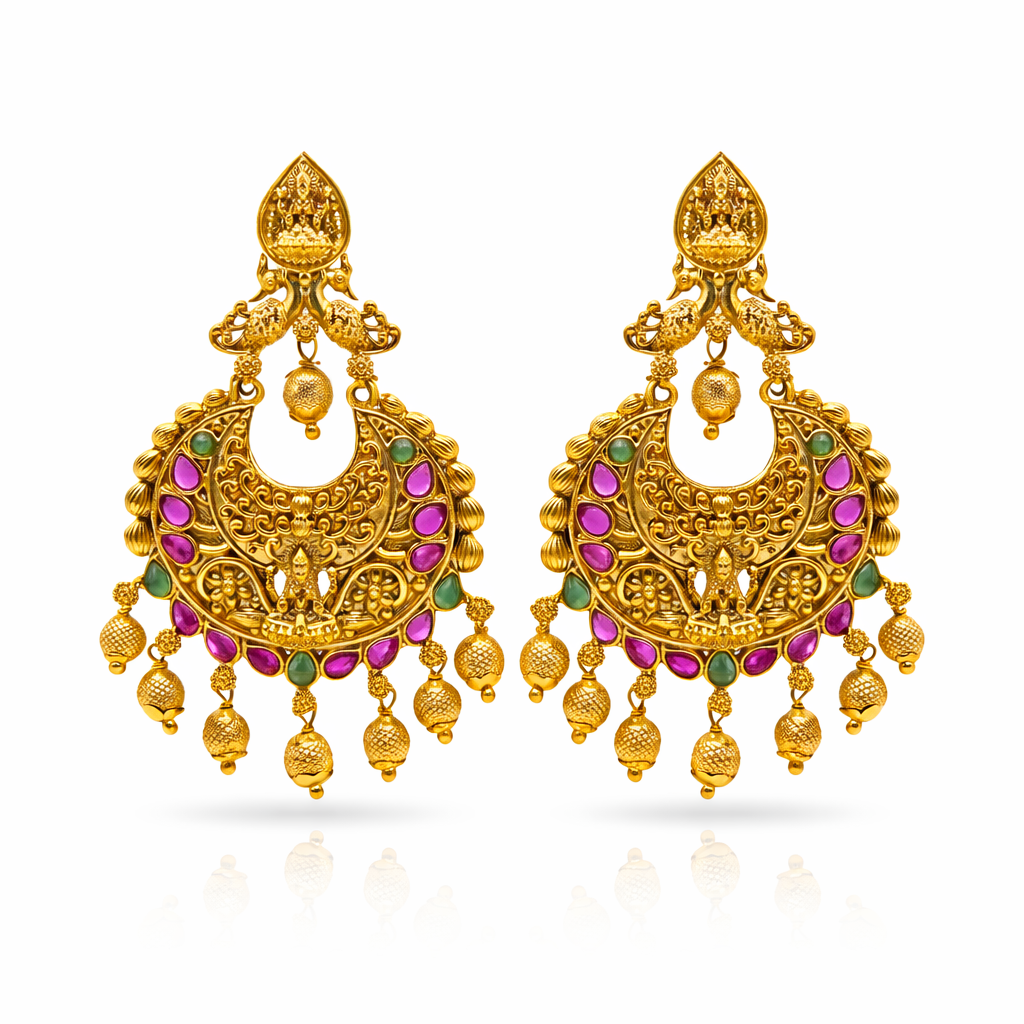Temple Ruby Emerald Chandbali