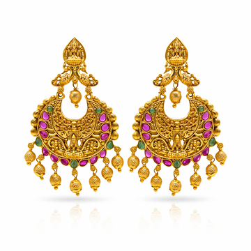 Temple Ruby Emerald Chandbali