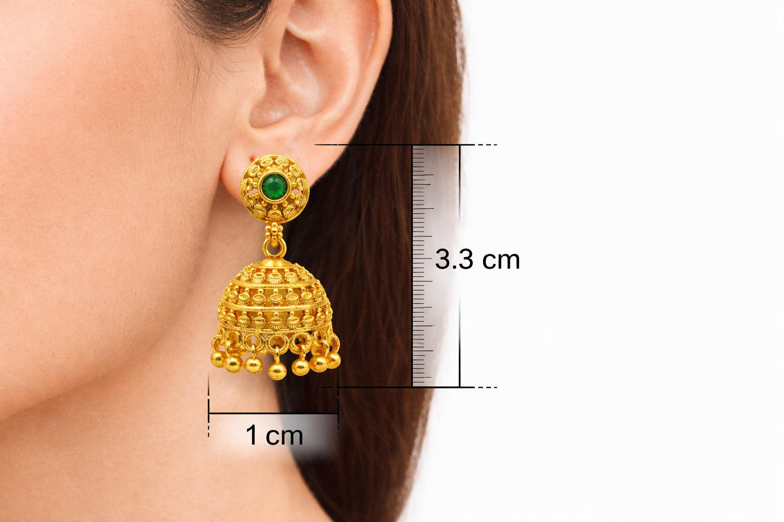 Antique Emerald Dome Jhumka Earrings (Small)